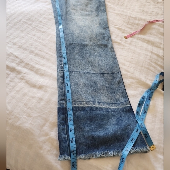 ASM Collection Denim Overalls Raw Frayed Hem NWT size XS - Picture 5 of 9